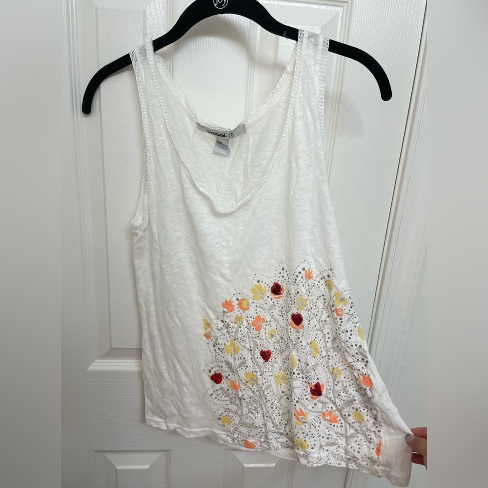 Desigual White Tank Top